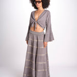 camicia cropped con nodo in lurex gessato JUNE STONE GREY christianzen 