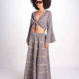 camicia cropped con nodo in lurex gessato JUNE STONE GREY christianzen 