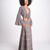 camicia cropped con nodo in lurex gessato JUNE STONE GREY christianzen 
