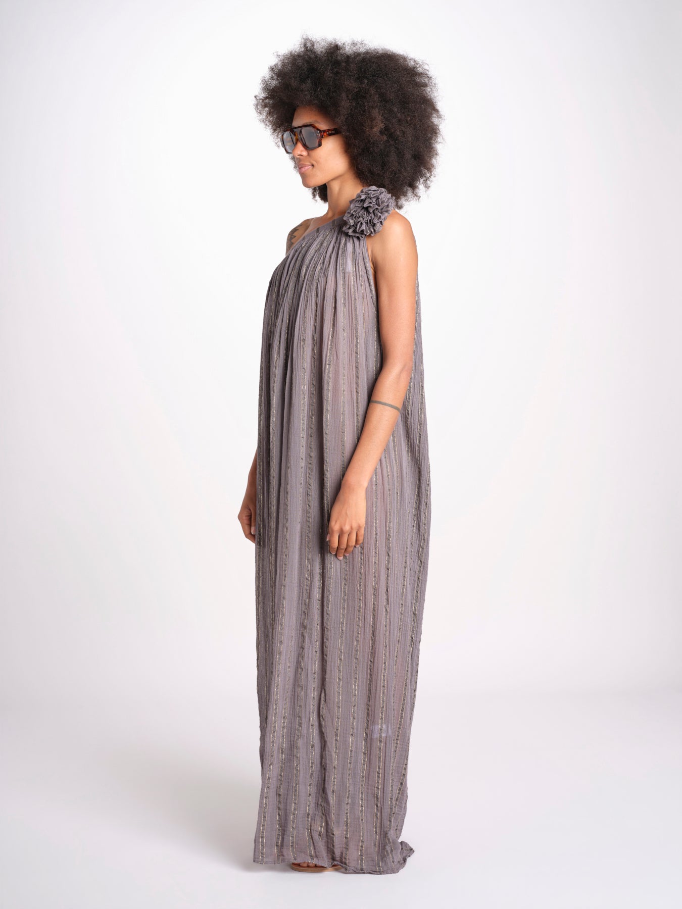 abito monospalla in lurex gessato KALISTA GREY christianzen 