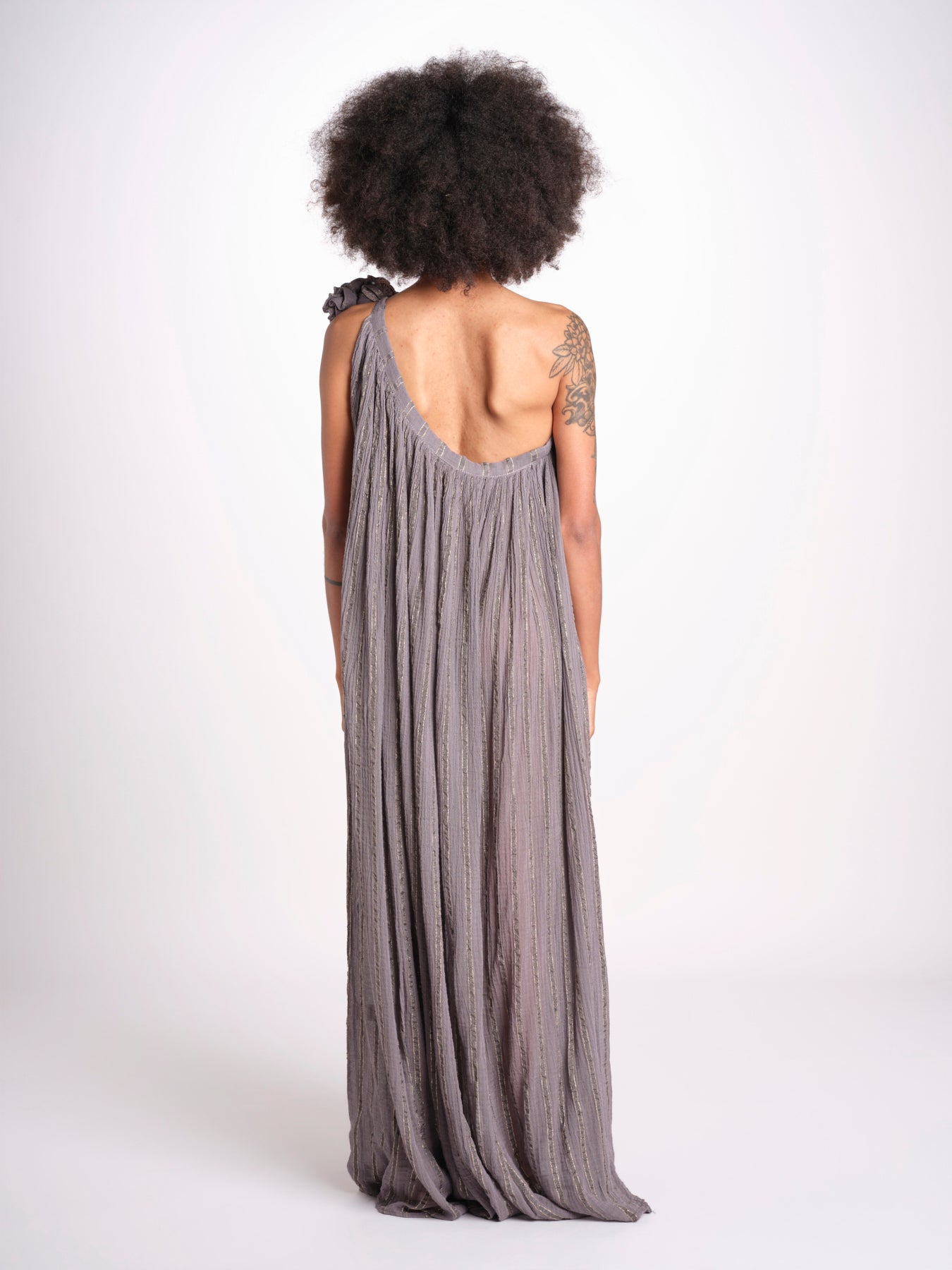 abito monospalla in lurex gessato KALISTA GREY christianzen 