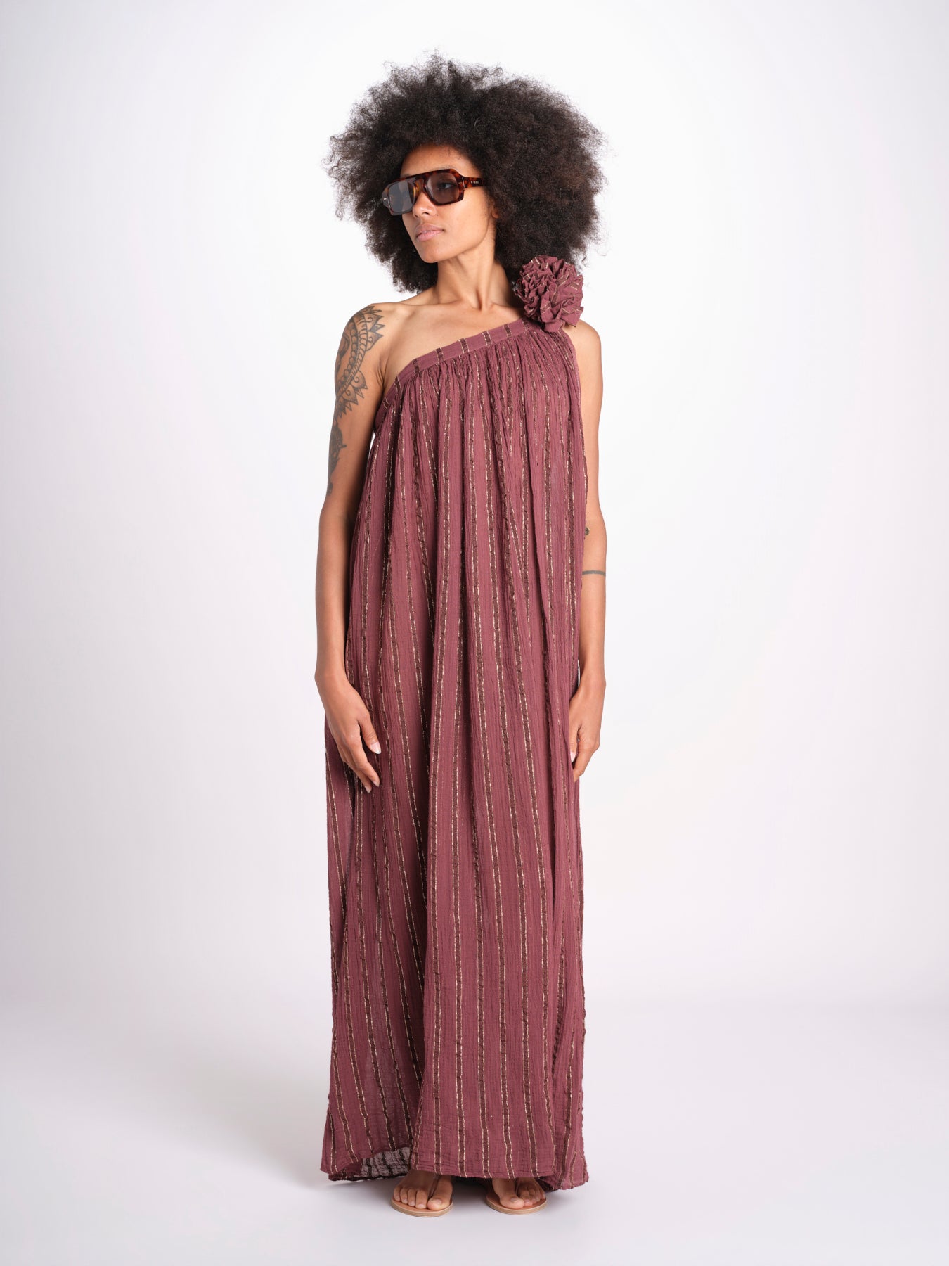 abito monospalla in lurex gessato KALISTA WINE christianzen 