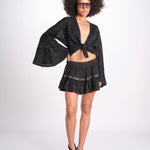 minigonna a balze in lurex gessato ROSE BLACK christianzen 