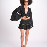 minigonna a balze in lurex gessato ROSE BLACK christianzen 