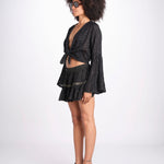 minigonna a balze in lurex gessato ROSE BLACK christianzen 