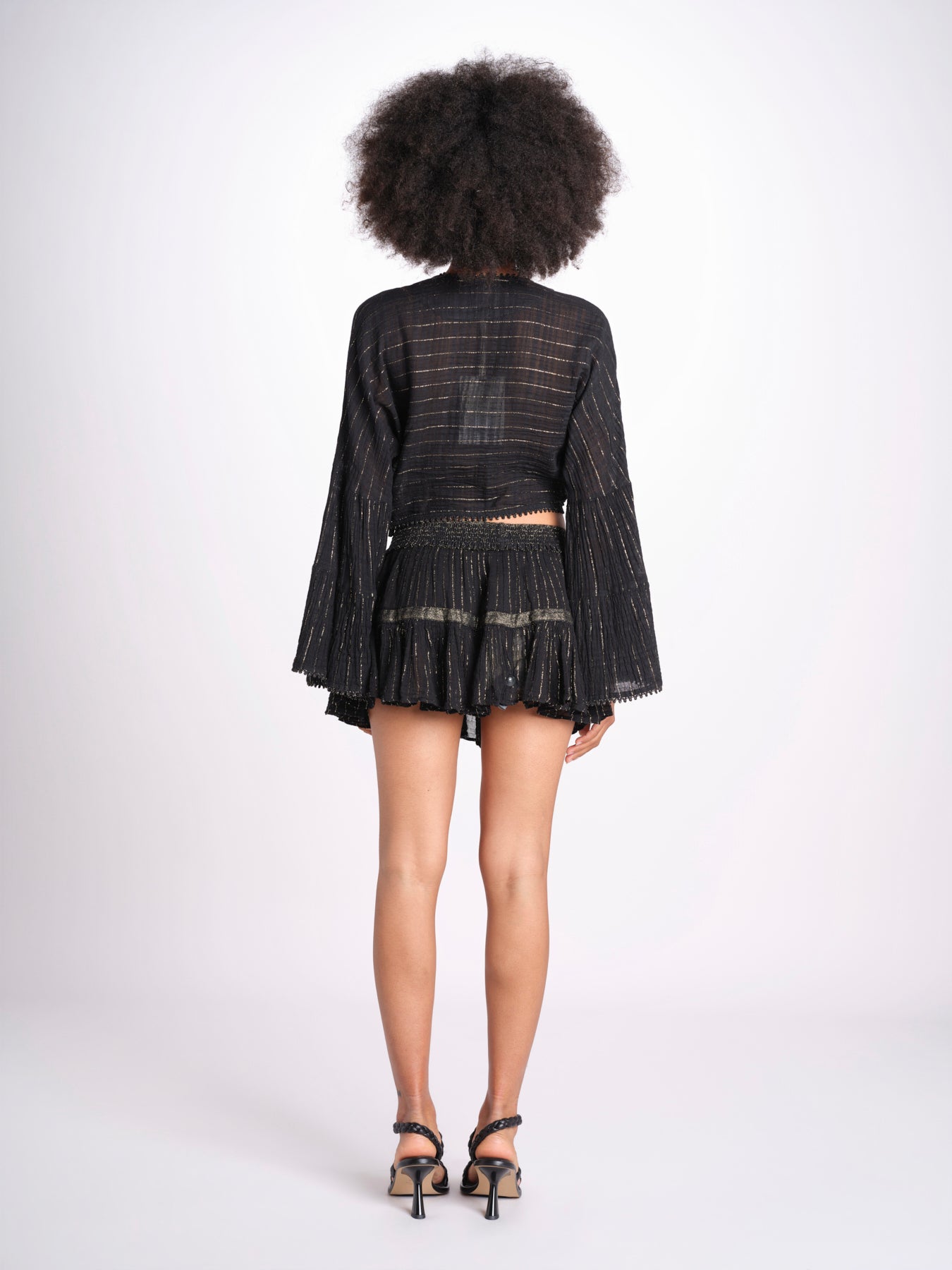 minigonna a balze in lurex gessato ROSE BLACK christianzen 