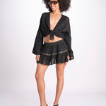 minigonna a balze in lurex gessato ROSE BLACK christianzen 