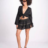 minigonna a balze in lurex gessato ROSE BLACK christianzen 