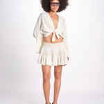 minigonna a balze in lurex gessato ROSE OFF WHITE christianzen 