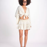 minigonna a balze in lurex gessato ROSE OFF WHITE christianzen 