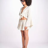 minigonna a balze in lurex gessato ROSE OFF WHITE christianzen 