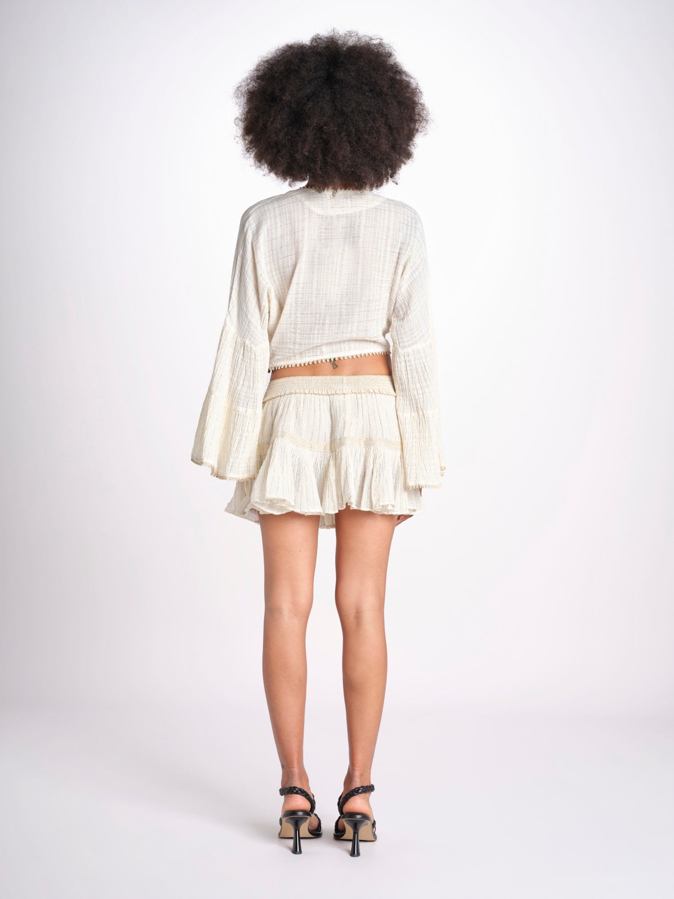 minigonna a balze in lurex gessato ROSE OFF WHITE christianzen 