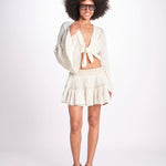 minigonna a balze in lurex gessato ROSE OFF WHITE christianzen 