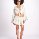 minigonna a balze in lurex gessato ROSE OFF WHITE christianzen 
