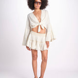 minigonna a balze in lurex gessato ROSE OFF WHITE christianzen 