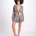 minigonna a balze in lurex gessato ROSE STONE GREY christianzen 