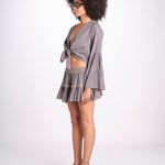 minigonna a balze in lurex gessato ROSE STONE GREY christianzen 