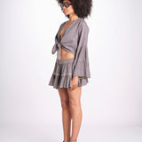 minigonna a balze in lurex gessato ROSE STONE GREY christianzen 