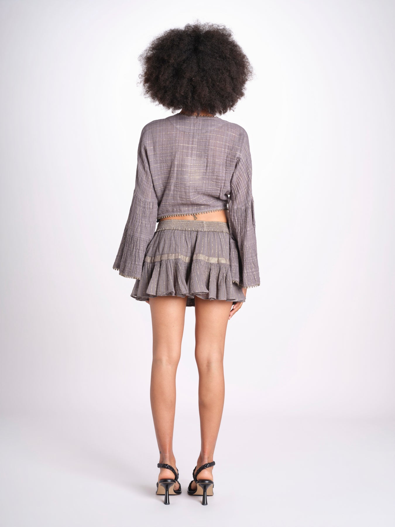 minigonna a balze in lurex gessato ROSE STONE GREY christianzen 