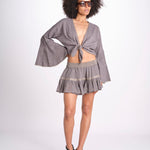 minigonna a balze in lurex gessato ROSE STONE GREY christianzen 