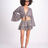 minigonna a balze in lurex gessato ROSE STONE GREY christianzen 