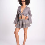 minigonna a balze in lurex gessato ROSE STONE GREY christianzen 