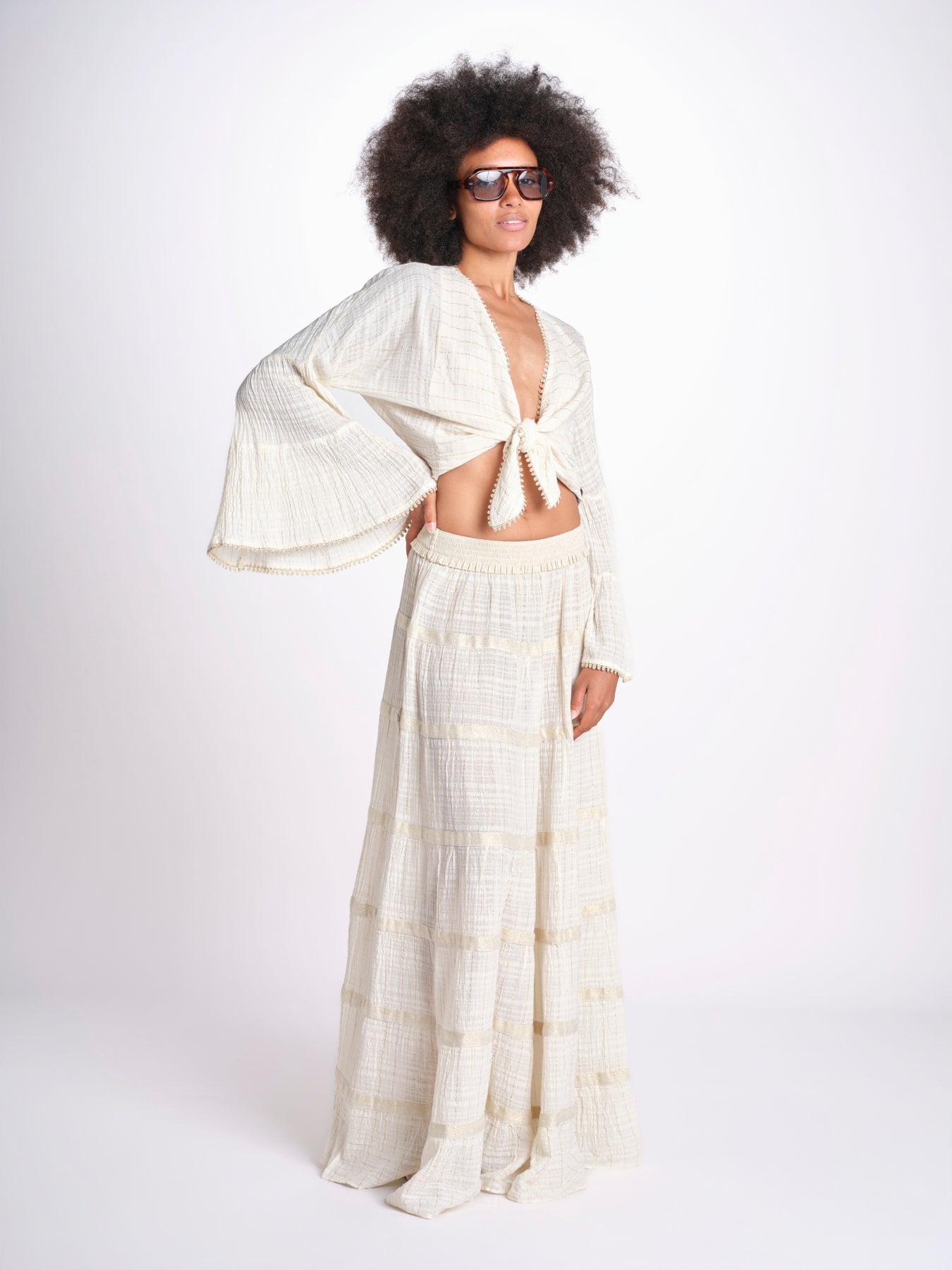 gonna lunga in lurex gessato SERENA OFF WHITE christianzen 