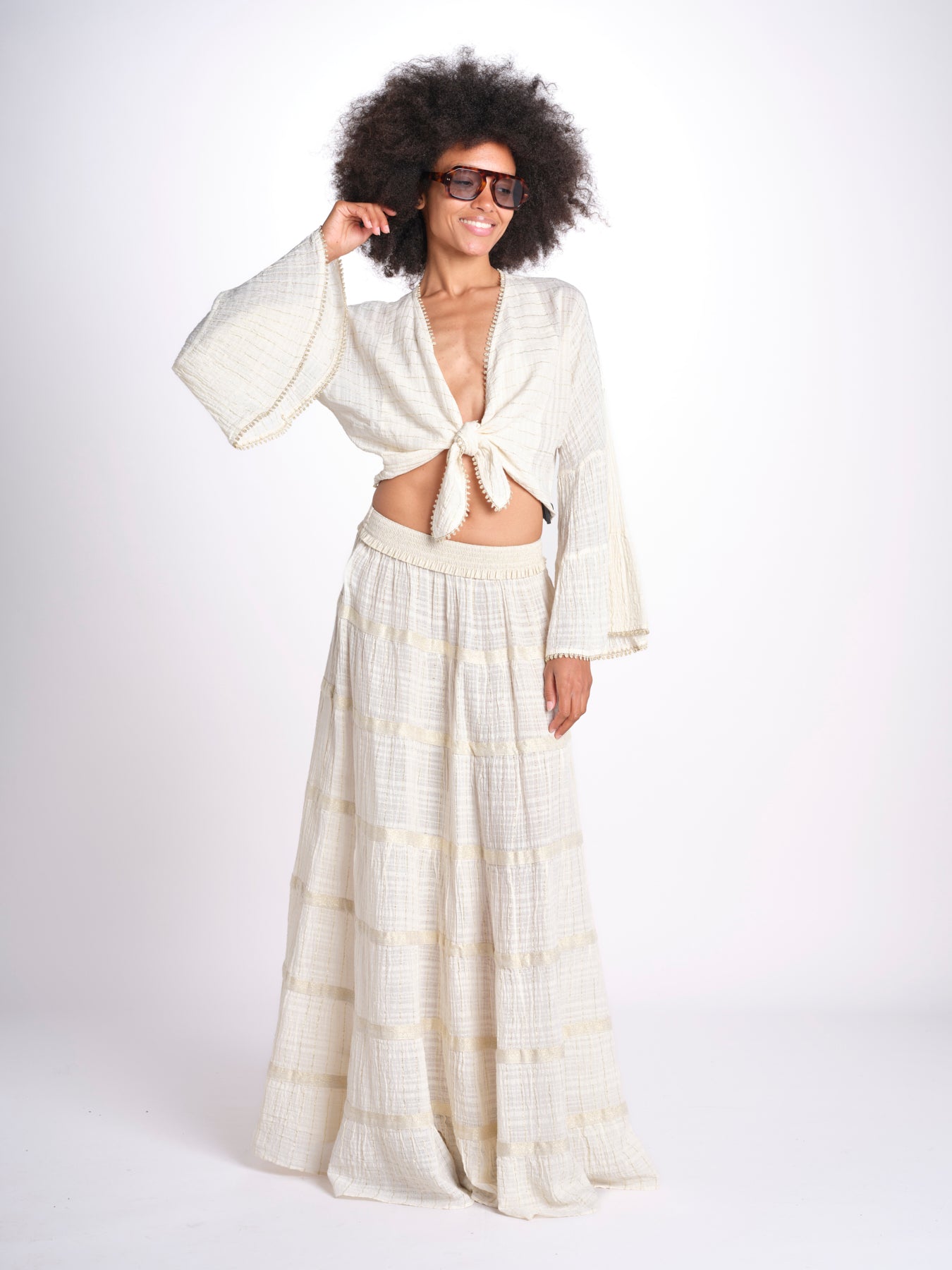 gonna lunga in lurex gessato SERENA OFF WHITE christianzen 