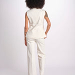 gilet con tasche MARIANNE 25S4TOP81 ECRU destree 