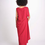 abito in lino con drappeggio U1620L ROSSO dusan 