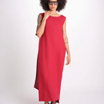 abito in lino con drappeggio U1620L ROSSO dusan 