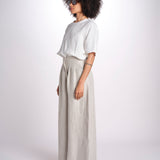 2906L pantaloni in lino spinato U2906L BEIGE dusan 