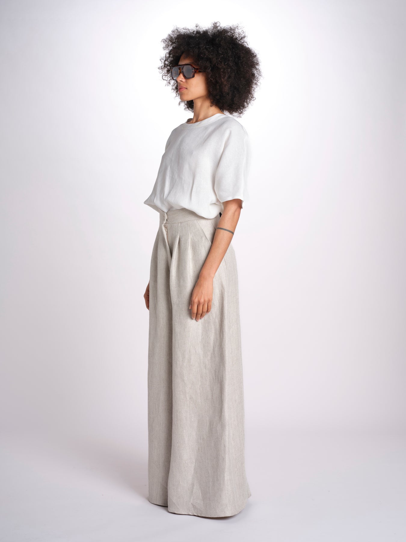 2906L pantaloni in lino spinato U2906L BEIGE dusan 