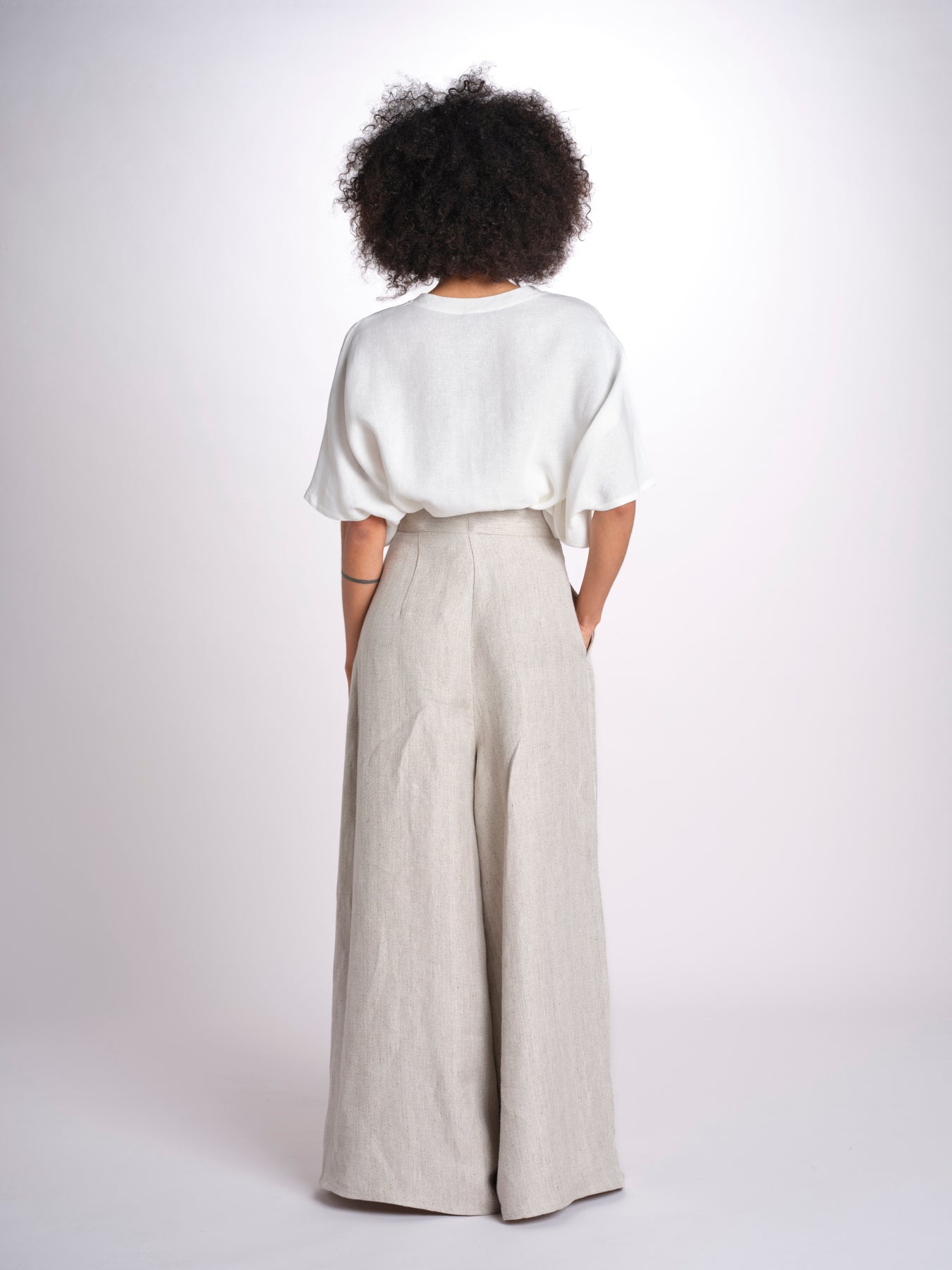 2906L pantaloni in lino spinato U2906L BEIGE dusan 