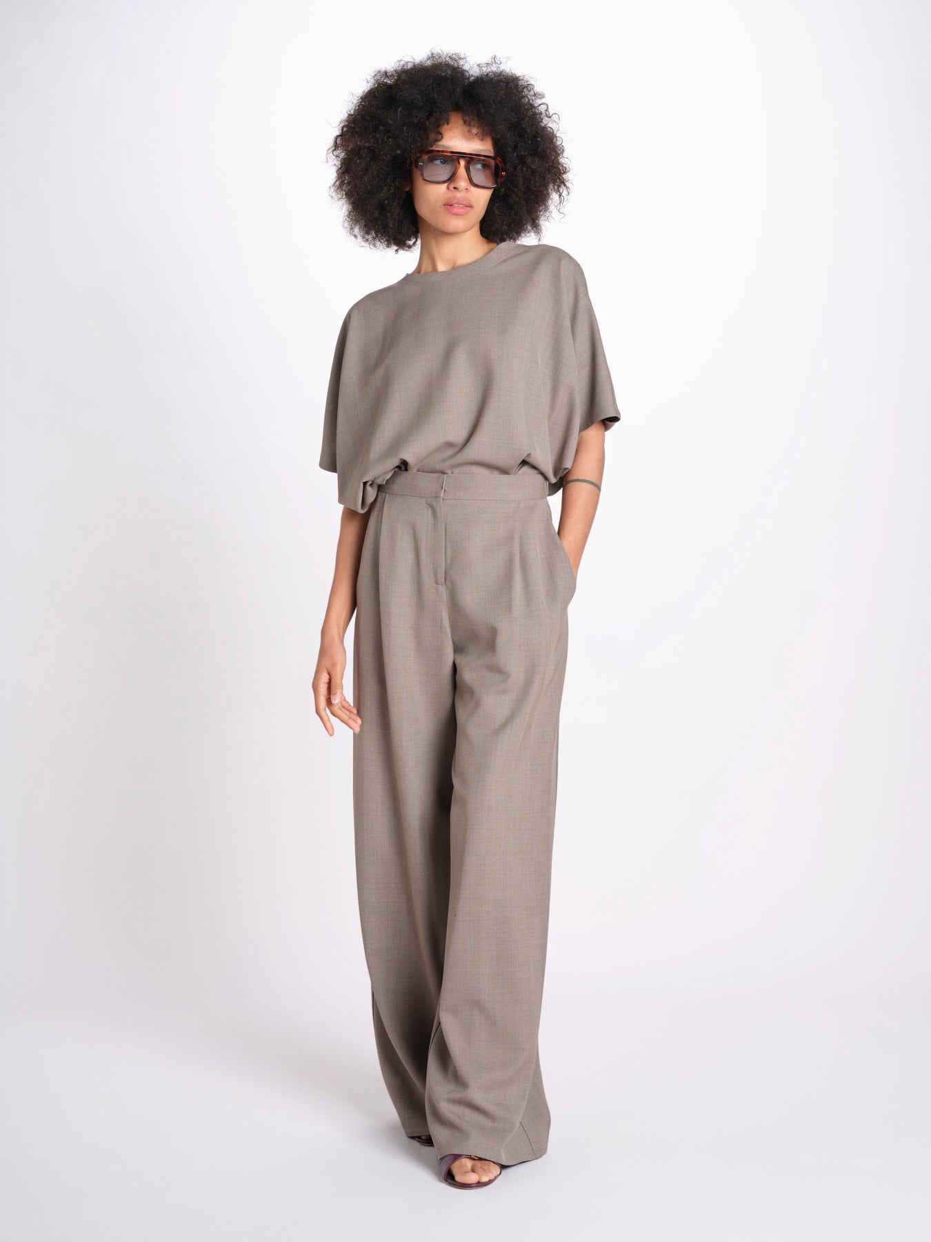 pantalone con tessuto diagonale U3011 TORTORA dusan 