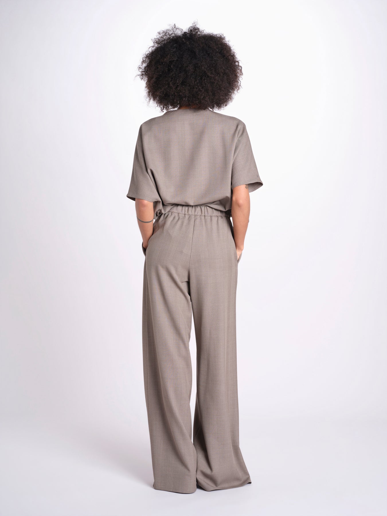 pantalone con tessuto diagonale U3011 TORTORA dusan 