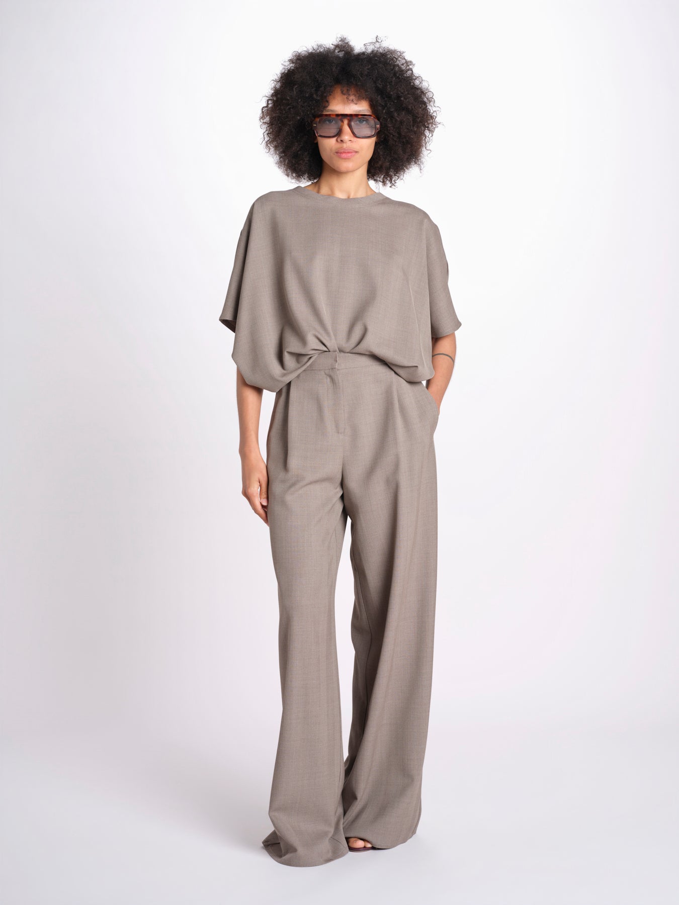 pantalone con tessuto diagonale U3011 TORTORA dusan 