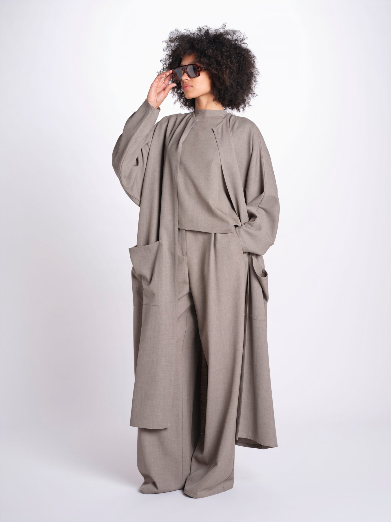 pantalone con tessuto diagonale U3011 TORTORA dusan 
