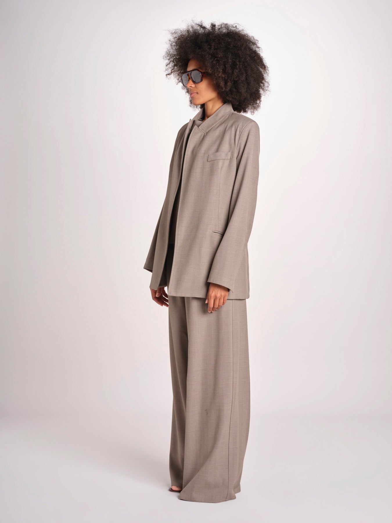 blazer senza bottoni in tessuto diagonale U3043V TORTORA dusan 