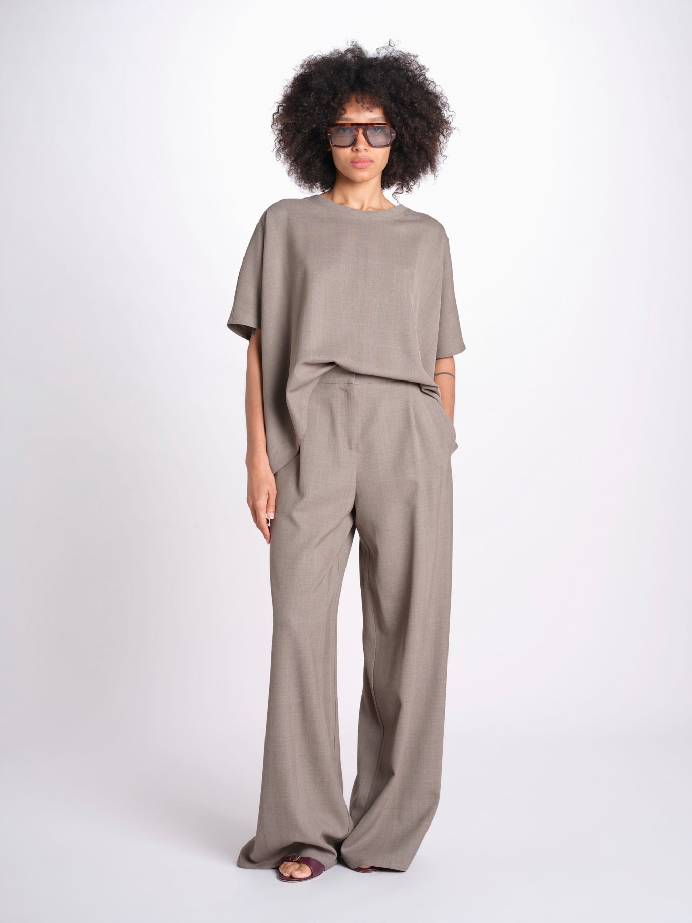 t-shirt in tessuto diagonale U3059 TORTORA dusan 