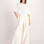 pantalone a quadri U3211R IVORY dusan 
