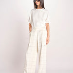 pantalone a quadri U3211R IVORY dusan 