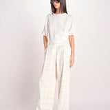 pantalone a quadri U3211R IVORY dusan 