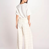 pantalone a quadri U3211R IVORY dusan 