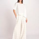 pantalone a quadri U3211R IVORY dusan 