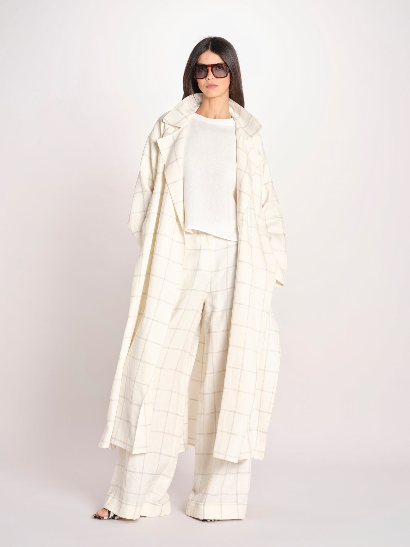 pantalone a quadri U3211R IVORY dusan 