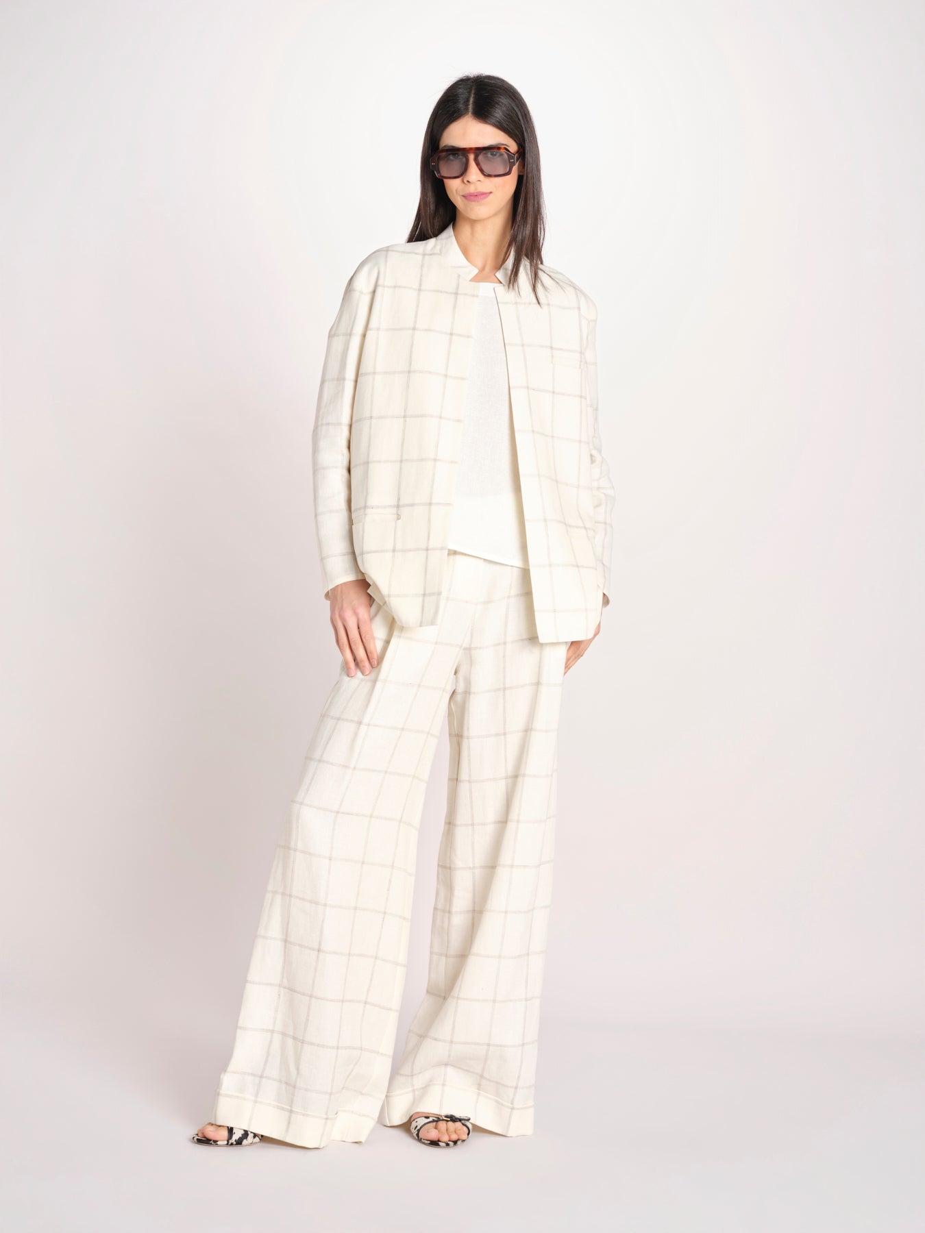blazer a quadri U3248 IVORY dusan 