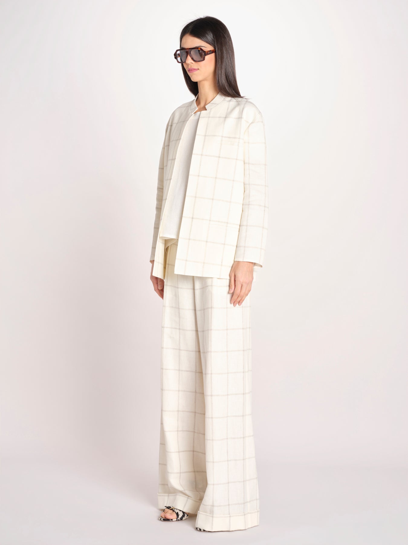 blazer a quadri U3248 IVORY dusan 