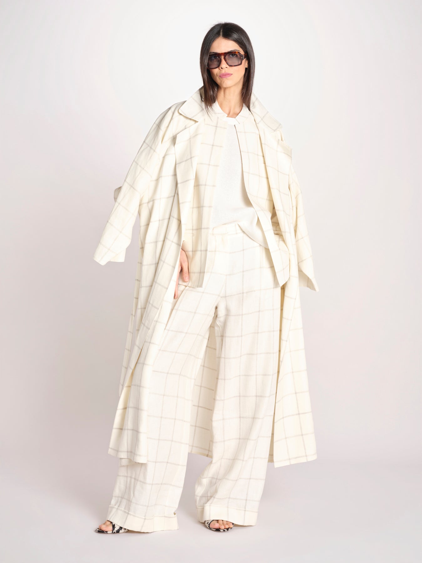 blazer a quadri U3248 IVORY dusan 