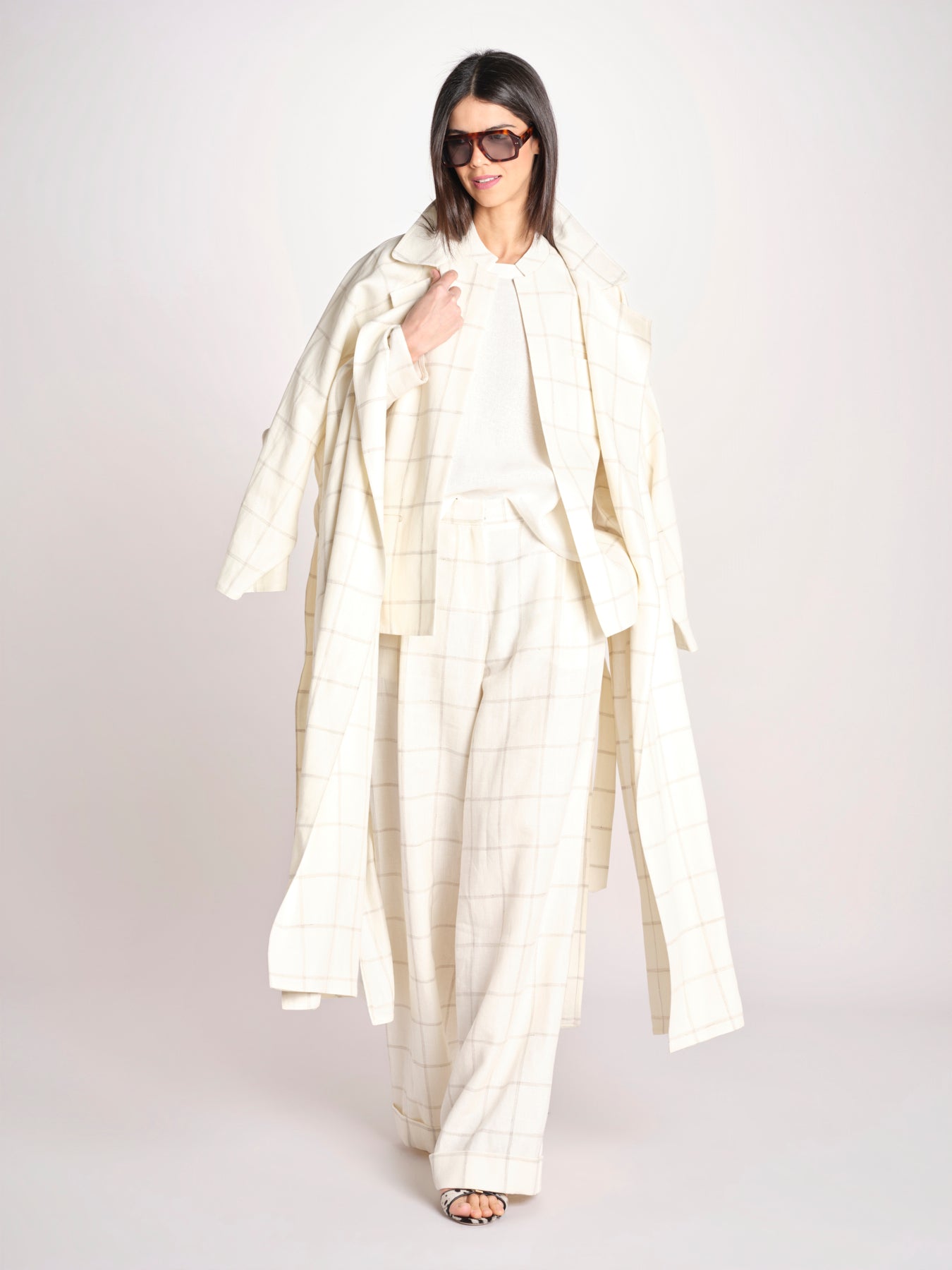blazer a quadri U3248 IVORY dusan 